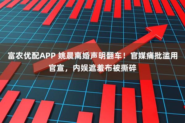 富农优配APP 姚晨离婚声明翻车！官媒痛批滥用官宣，内娱遮羞布被撕碎